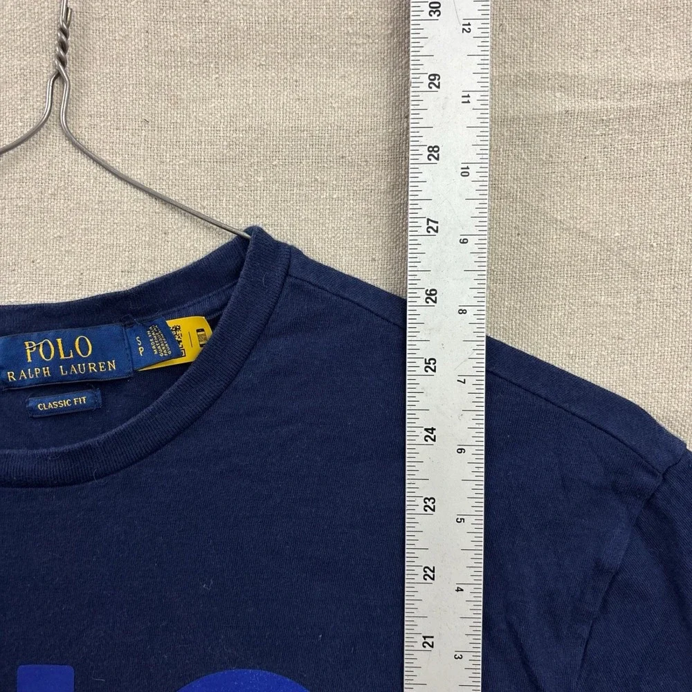 Polo Ralph Lauren Graphic T-Shirt Mens Small‎ Navy Blue Stacked Logo Classic Fit